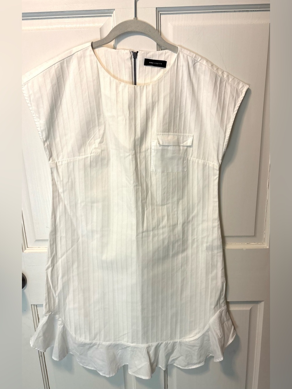 Cop.copine white cotton utility shift minimalist women’s dress 36 4 s small